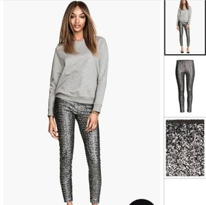 H&M sequined leggings; gently worn, no damage
